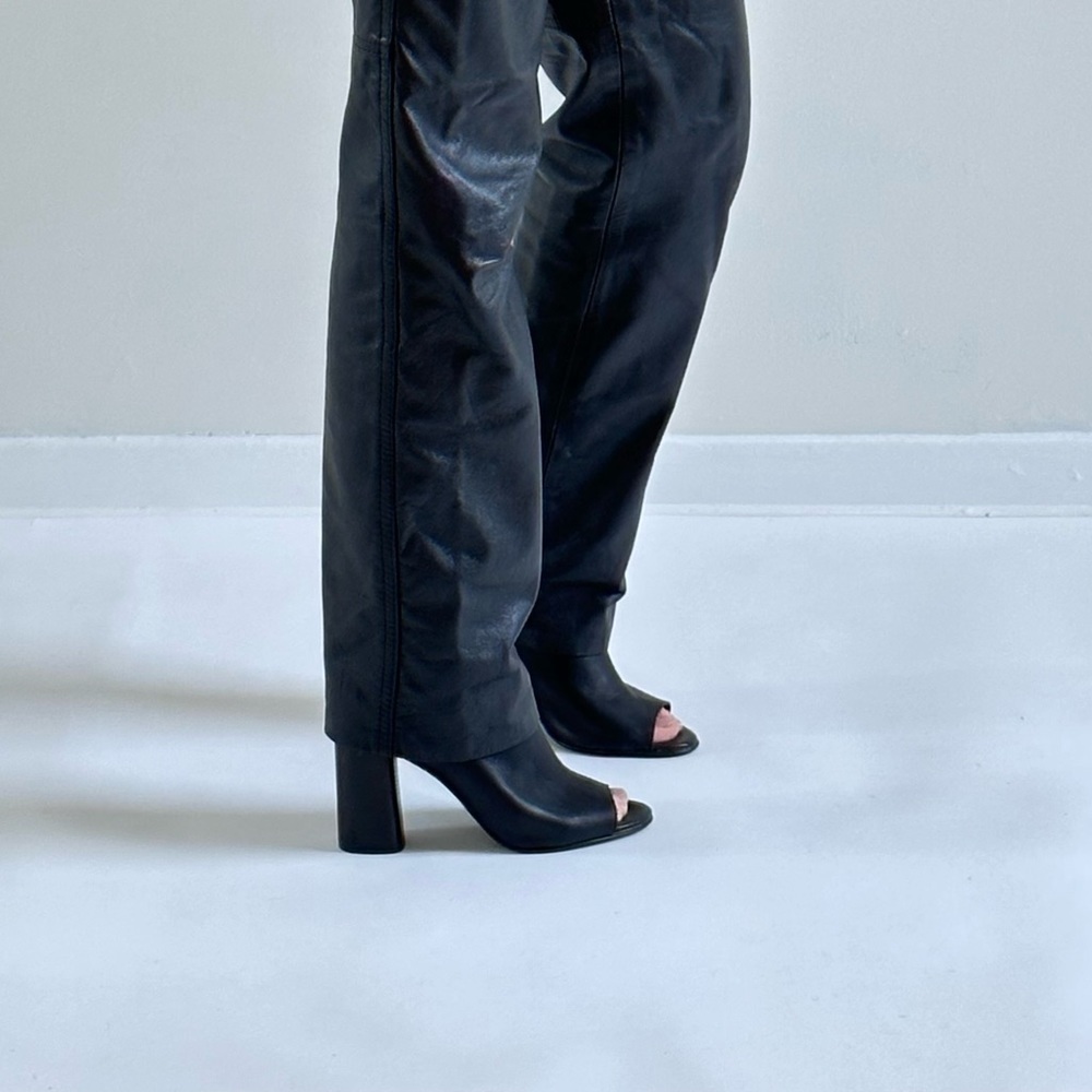 [SOLD] L’intervalle Black Leather Block Heel Mule Peep Toe Booties size 41 or 10 - Picture 8 of 8